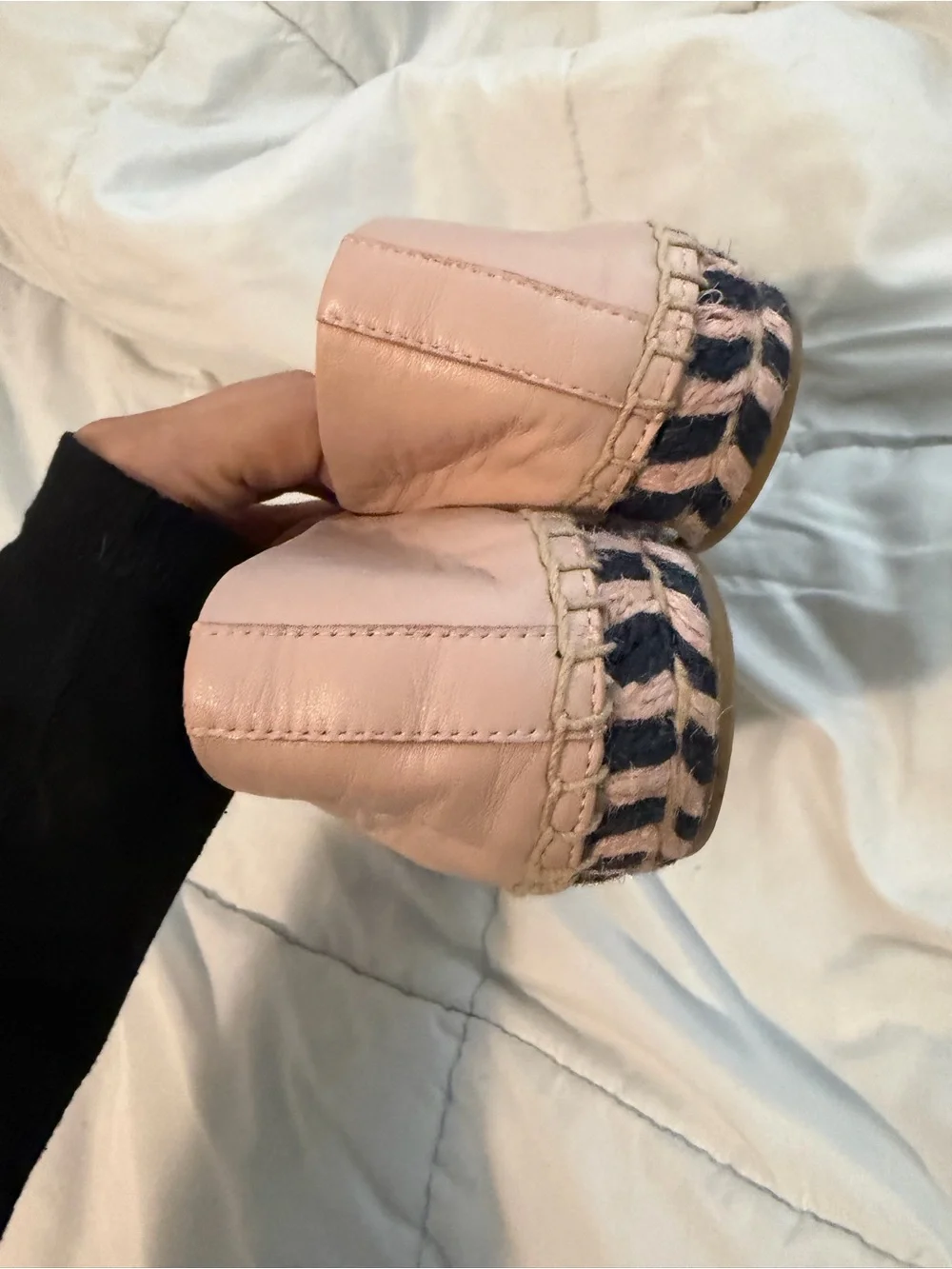 Tory Burch Platform Nudey Pink and Black Espadrille Flats